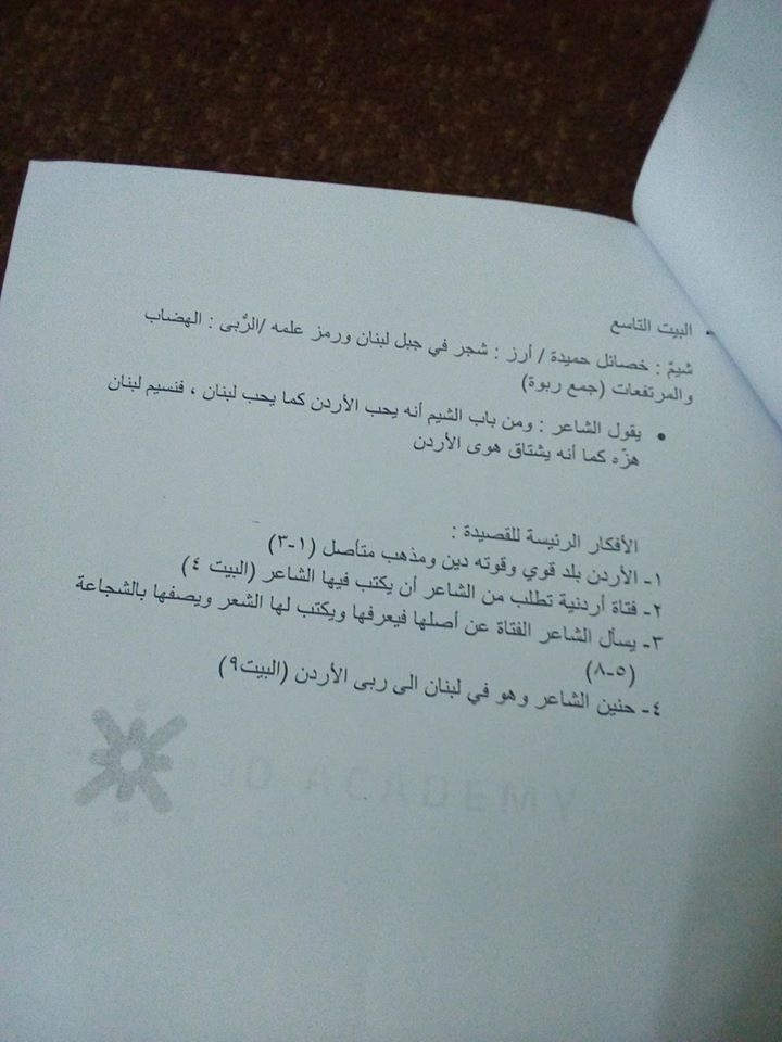 بالصور شرح قصيدة اردن ارض العزم للصف الثامن مادة اللغة العربية الفصل الاول 2018